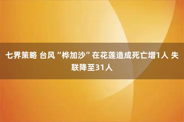 七界策略 台风“桦加沙”在花莲造成死亡增1人 失联降至31人